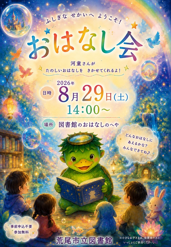 8月29日（土）河童さんによる
おはなし会